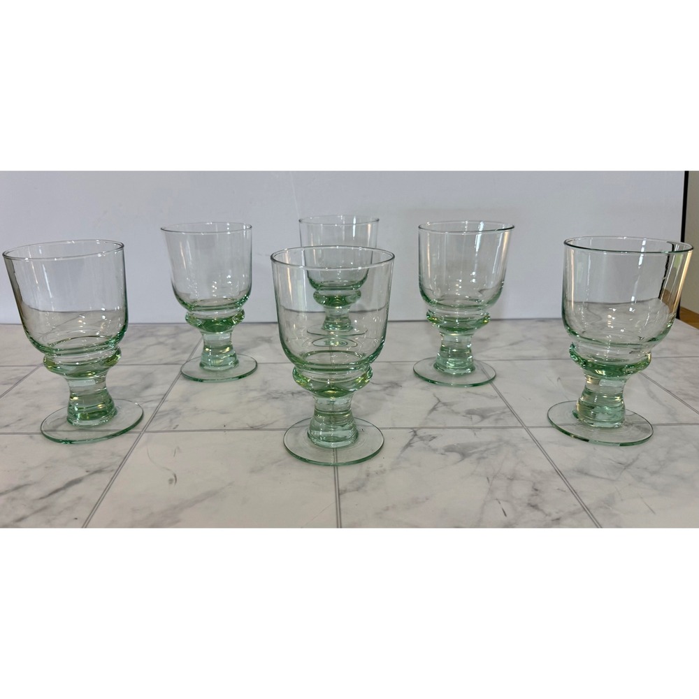 La Mediterranea Recycled Glass Goblets Set of 6 Spain Green William Sonoma